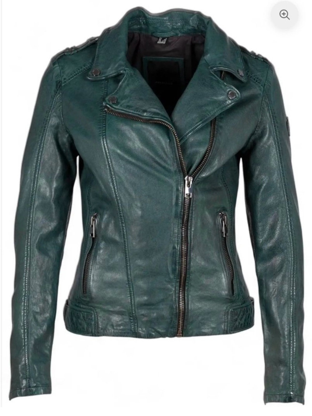 Mauritius Women's Green Leather Moto Jacket